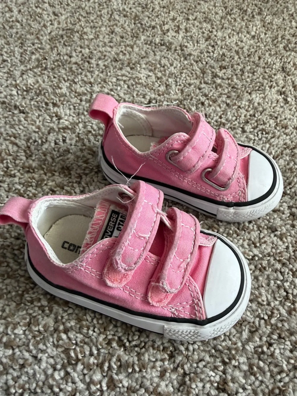 Converse Pink Velcro Baby Sneakers
